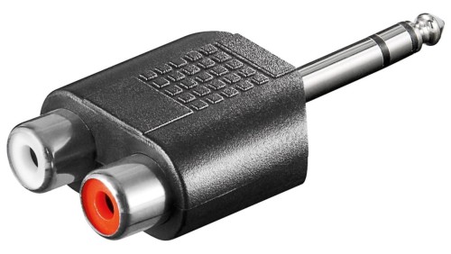 Adapter cinch, gniazdo stereo na wtyk mono AUX 6,35 mm - Połączenie typu Gniazdo jack 6,35 mm (3-pinowe, stereo)