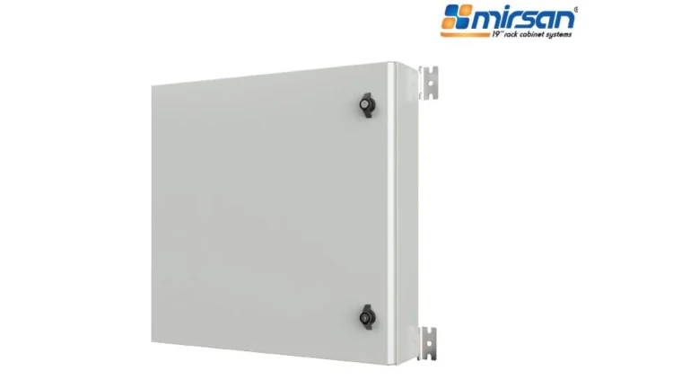 MIRSAN Szafa wisząca IP65 200/300/150mm (jednoskrzydłowe drzwi pełne płyta montażowa) szara