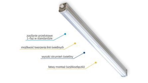 Hemi led pro szary oprawa liniowa hermetyczna led 32W 840 4000K 3800lm 1200mm IP65