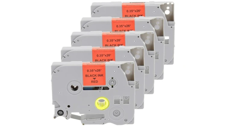 Taśma 5x Tze-421 do drukarki Brother 9mm 8m czerwona taśma czarny nadruk /5szt./