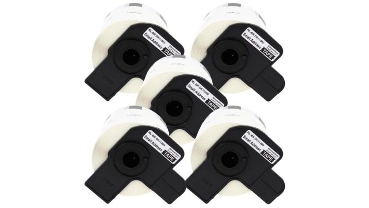 Taśma 5x DK11209 do drukarki Brother QL 62mm x 29mm biała taśma czarny /5szt./nadruk