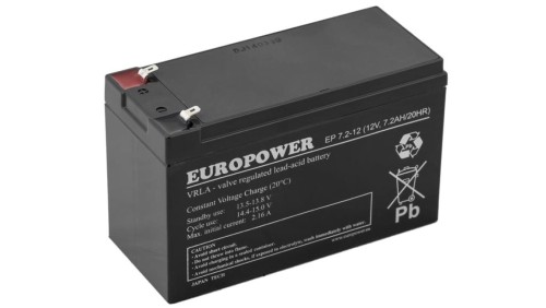 EUROPOWER Akumulator 12V EP 7,2Ah żywotność: 6-9 lat terminal T2