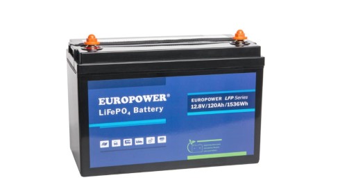 EUROPOWER Akumulator 12,8V - 120Ah LiFePO4, litowo - żelazowo - fosforanowy z BMS, praca cykliczna i buforowa, 5 lat gwarancji.