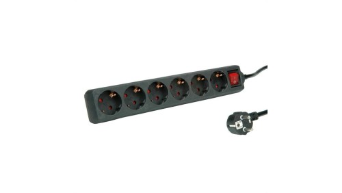 6-drożna listwa zasilająca ROLINE z wyłącznikiem, czarna, 6 m