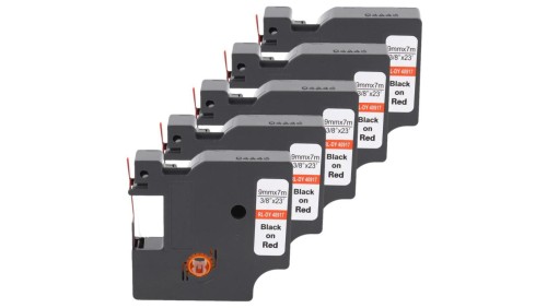 Taśma 5x D1 40917 do drukarki DYMO 9mm 7m czerwona taśma czarny nadruk /5szt./