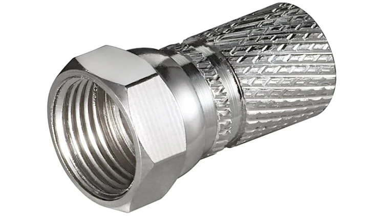 Wtyczka F wkręcana 7,3 mm - Połączenie, materiał obudowy miedź