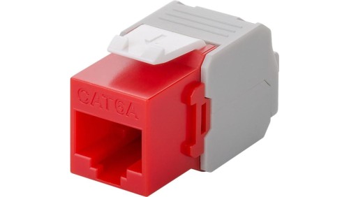 CAT 6A gniazdo Keystone RJ45, UTP, 500 MHz - Wersja kolorystyczna Czerwony