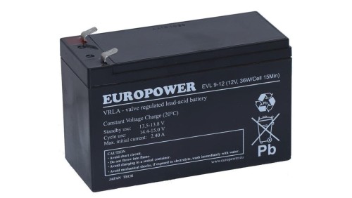 EUROPOWER Akumulator 12V EVL 9Ah żywotność: 10-12 lat (o zwiększonej pojemności)