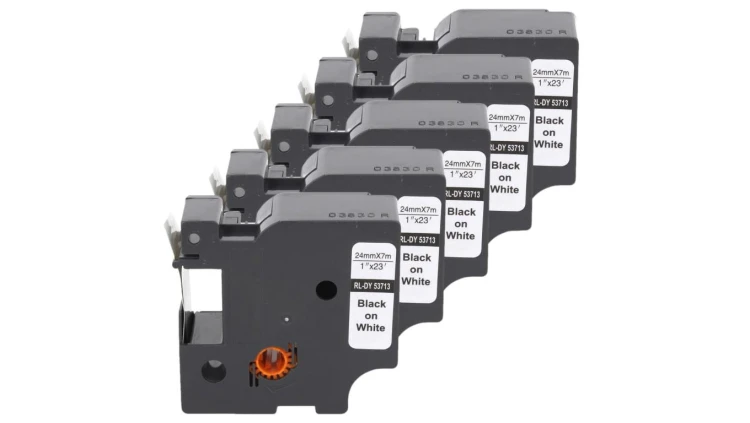 Taśma 5x D1 53713 do drukarki DYMO 24mm 7m biała taśma czarny nadruk /5szt./