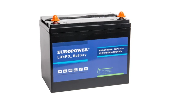 EUROPOWER Akumulator 12,8V - 80Ah LiFePO4, litowo - żelazowo - fosforanowy z BMS, praca cykliczna i buforowa, 5 lat gwarancji.