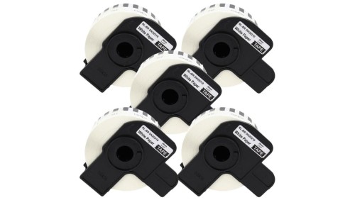 Taśma 5x DK22210 do drukarki Brother QL 29mm x 30,48mm biała taśma czarny nadruk /5szt./