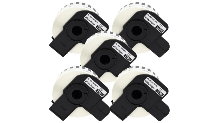 Taśma 5x DK22210 do drukarki Brother QL 29mm x 30,48mm biała taśma czarny nadruk /5szt./