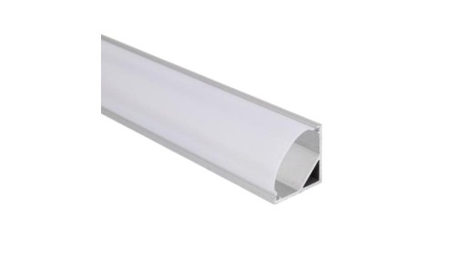 Profil LED kątowy anod. aluminium 2m z kloszem, zaślepkami i uchwytami, dla taśm do 10mm
