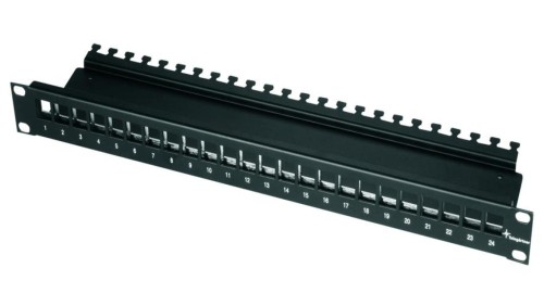 Telegärtner Panel 19 1U pusty 24 porty RJ45 z półką czarny