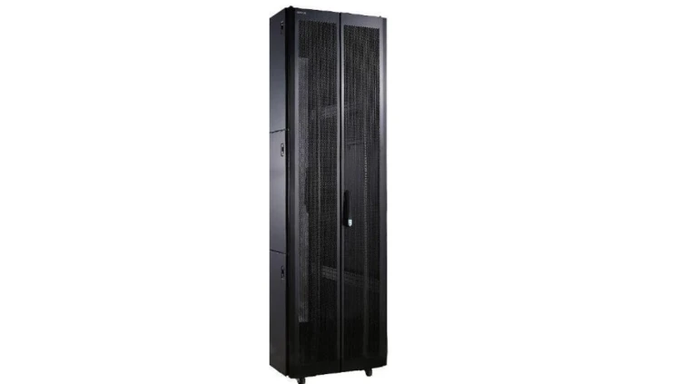 TOTEN Drzwi 800mm 42U dzielone/dwuskrzydłowe perforowane czarne 1 szt.