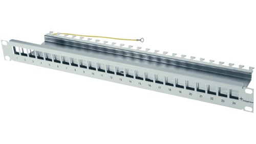 Telegärtner Panel 19 1U pusty 24 porty RJ45 z półką szary