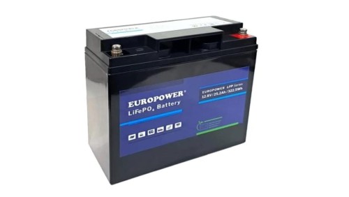 EUROPOWER Akumulator 12,8V - 25Ah LiFePO4, litowo - żelazowo - fosforanowy z BMS, praca cykliczna i buforowa, 5 lat gwarancji.