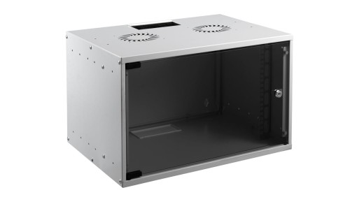 MIRSAN SOHO Szafa wisząca RACK 19 cali 4U 600mm szara szklane drzwi FLAT PACK ( do samodzielnego montażu )