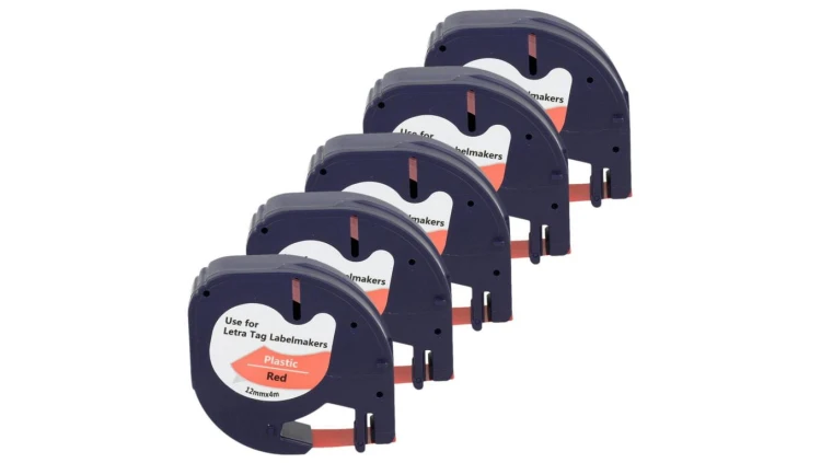 Taśma 5x LT 59424 do drukarki DYMO 12mm 4m czerwona taśma czarny nadruk /5szt./