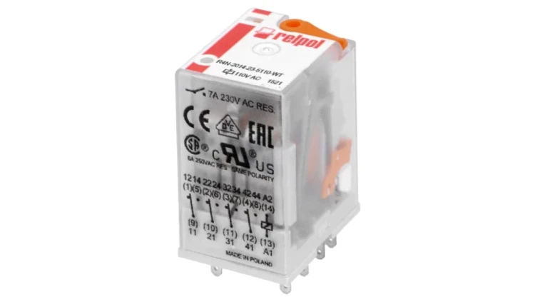 R4N2014235110WT Przekaźnik: elektromagnetyczny 4PDT Ucewki: 110VAC 6A/250VAC