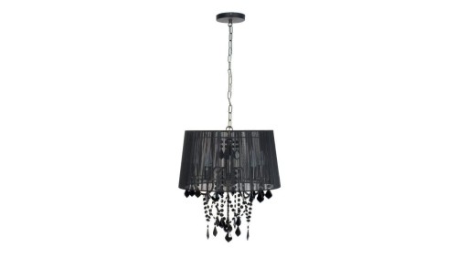 Lampa wisząca Mona z czarnym kloszem z tkaniny i czarnymi kryształkami LP-5005/5P czarna Light Prestige