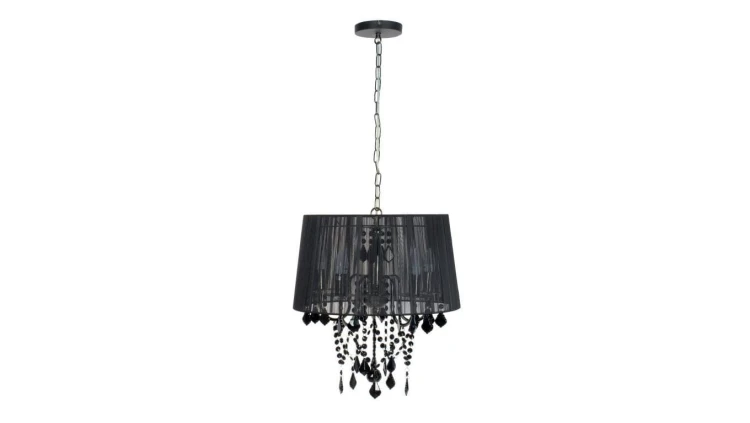 Lampa wisząca Mona z czarnym kloszem z tkaniny i czarnymi kryształkami LP-5005/5P czarna Light Prestige