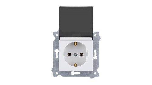 Gniazdo z uziemieniem Schuko 2P+E i pokrywą gniazda 250V 16A Biały 239/01 EXEN