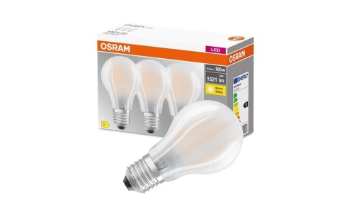 3PAK Żarówka LED E27 A60 11W = 100W 1521lm 2700K Ciepła 300 Filament OSRAM BASE