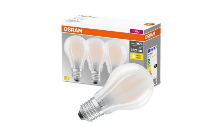 3PAK Żarówka LED E27 A60 11W = 100W 1521lm 2700K Ciepła 300 Filament OSRAM BASE