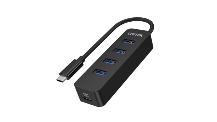 Unitek Hub USB-C, 4 porty USB 3.1, aktywny, 10 W