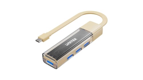 Unitek hub dwukierunkowy USB C/USB A 5Gbps, 4x USB A kremowy