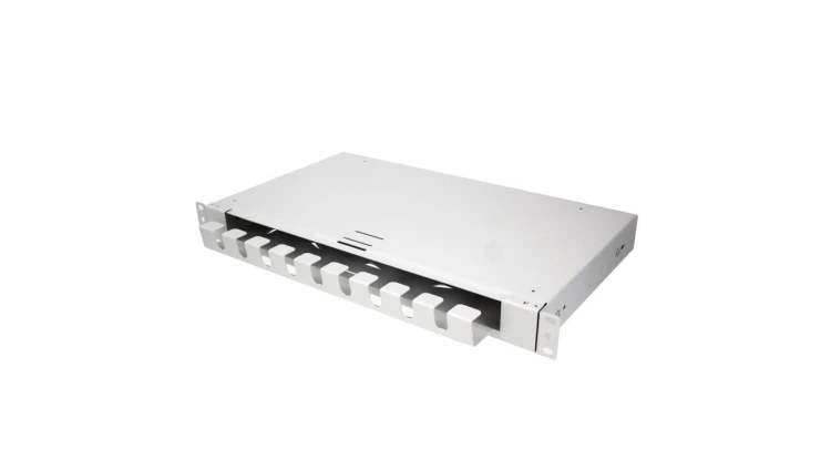 Szuflada zapasu kabla do szafy RACK 19 1U 320mm przełącznica wysuwana z organizerem Szara