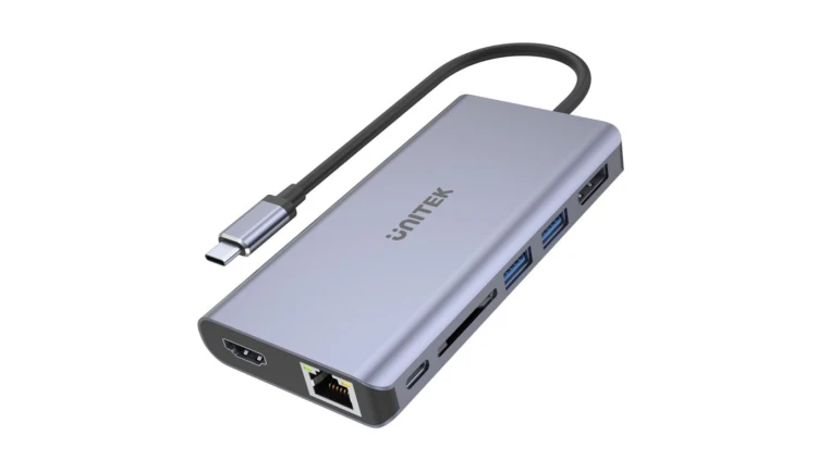 Unitek Hub USB-C 2x USB 3.1 HDMI DP RJ45 czytnikSD