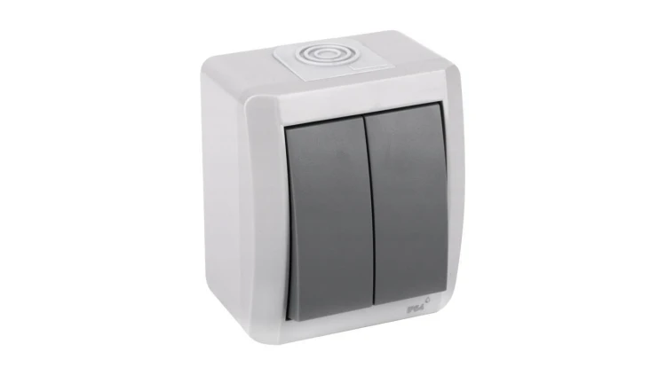 WŁĄCZNIK ŚWIATŁA NATYNKOWY ŁĄCZNIK PODWÓJNY DO ŚWIATŁA IP54 NORA 4/M/21550020203
