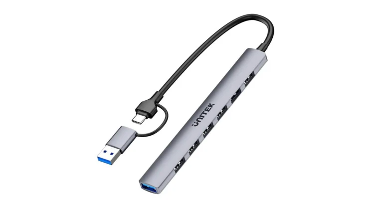 Unitek Hub USB-A/C 7w1 USB A z adapterem USB A 5 Gbps