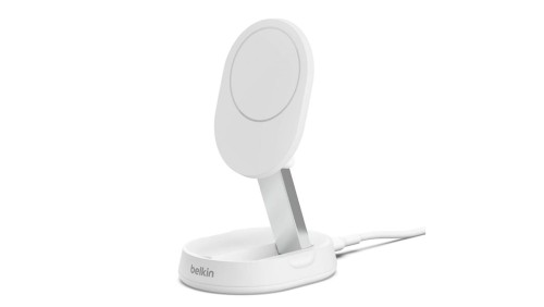 Belkin BoostCharge Pro Ładowarka indukcyjna MagsSafe, Qi2 + zasilacz, biała