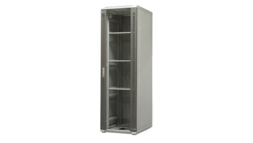 Szafa ramowa stojąca EmiterNet Top, 42U, wym. 600X800x1980 (szer. x gł. x wys. mm), drzwi blacha/szkło w komplecie panel 4 wenty