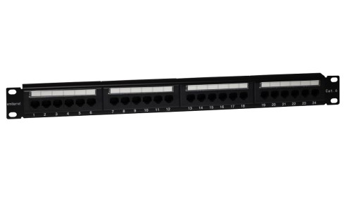 Panel 19 24 x RJ45 UTP kat. 6 (1U) z półką