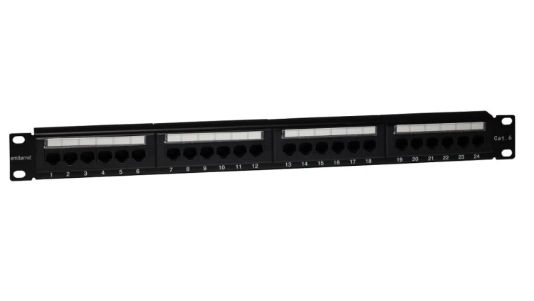 Panel 19 24 x RJ45 UTP kat. 6 (1U) z półką