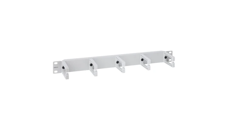 Uchwyt kablowy zewnętrzny szary, plastikowe uszy, 1U FU/P-016D