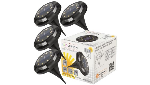 SOL-04 Solarna lampa led 4 szt. WW+RGB gruntowa