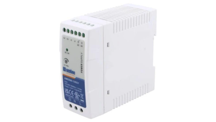 AMED60-12SGY Zasilacz impulsowy, na szynę DIN, 60W, 12VDC, 5A, 90÷264VAC, 3kV