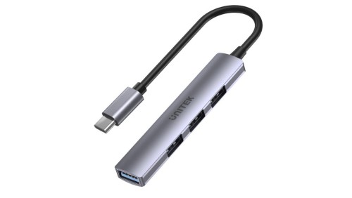 Unitek Hub USB-C 1*USB-A 5 Gbps, 3*USB-A 2.0 alu