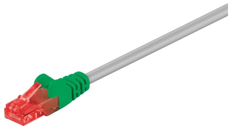 CAT 6 kabel krosowany,U/UTP, Szary, Zielony - Długość kabla 1 m