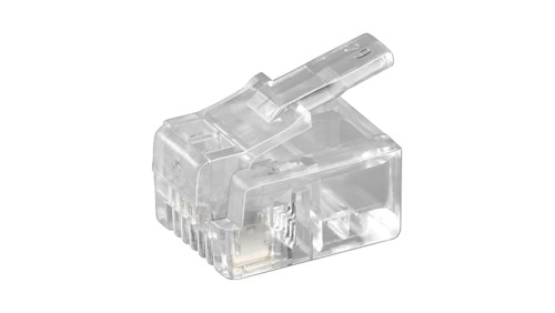 Wtyk Western RJ11 do kabla płaskiego, 4-pinowe - Połączenie typu Wtyk RJ11/RJ14 (6P4C)