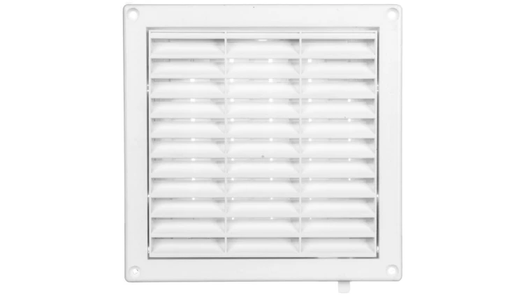 Kratka wentylacyjna 130x130mm fi 125mm biała żaluzja+sznurek T34
