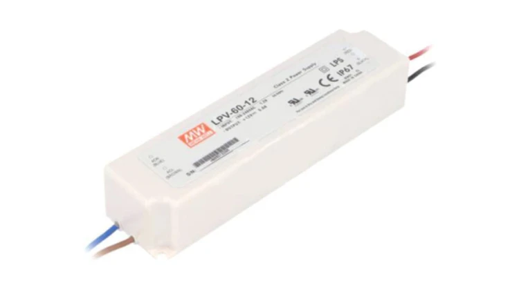 LPV-60-12 Zasilacz impulsowy, LED, 60W, 12VDC, 5A, 90÷264VAC, 127÷370VDC