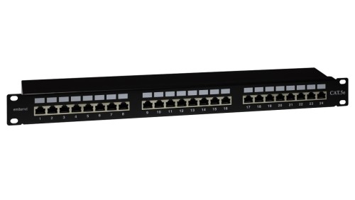 Panel 19 24 x RJ45 STP kat. 5e (1U) z półką