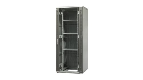 szafa ramowa stojąca EmiterNet Top, 42U, wym. 800X800x1980 (szer. x gł. x wys. mm), drzwi blacha/szkło w komplecie panel 4 wenty