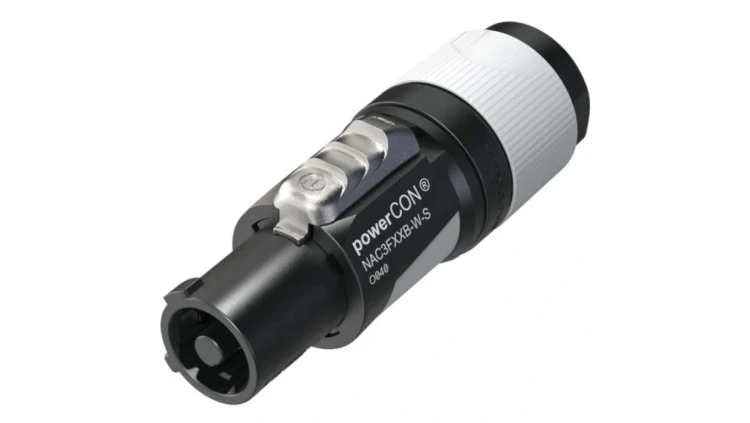 NEUTRIK Wtyk zasilający powerCON 16A 230V 2P+Z czarno-szary na kabel 6,0 do 12,0mm NAC3FXXB-W-S